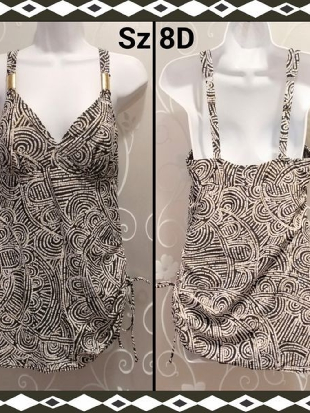 WOMENS AZTEC PATTERN SWIM DRESS SZ 8D (UNUSED)